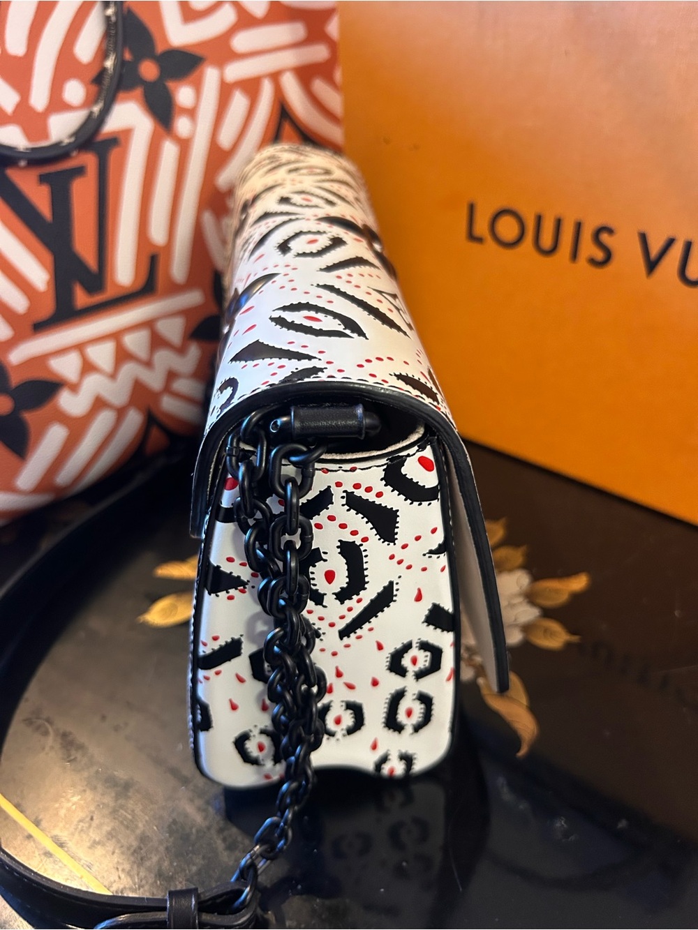 Louis Vuitton White, Black & Red Twist Crossbody Bag - Picture 3 of 7